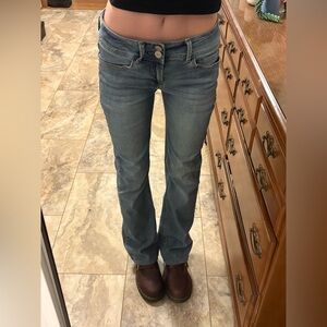 Wallflower Low Rise Medium Wash Double Button Flare Bootcut Jeans Small